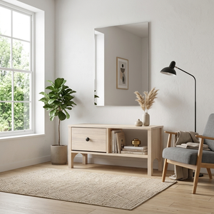 Mueble Moderno 2021 Multifuncional de Almacenamiento Bajo, Consola de TV de Madera, Mesa de Centro, 1 Cajón, Estante Abierto, Mesita de Noche, Banco Organizador, Muebles para el Hogar - Product Image 1