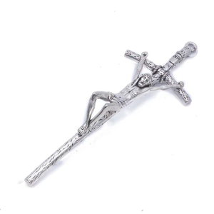Croix souvenir 14*5cm, icône de Jésus, art moderne, alliage de zinc plaqué argent antique, artisanat métallique fait main, écologique - Product Image 1