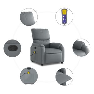 เก้าอี้นวดปรับเอนหนังเทียมสีเทากลางพร้อมโครงโลหะและไม้อัด - Product Image 6
