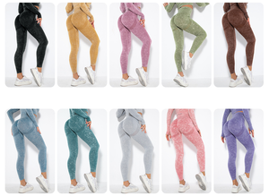 Pantalones de Yoga Transpirables y Sin Costuras, Conjuntos Deportivos con Bolsillos, Ecológicos, Elásticos en Cuatro Direcciones, de Secado Rápido para Mujer - Product Image 2