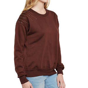 Sudadera informal de cuello redondo para mujer, personalizada por OEM, de manga corta, corte regular, tipo algodón, disponible a precio económico. - Product Image 4