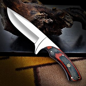 Couteau de chasse EDC à lame fixe en acier inoxydable, manche en bois, étui en cuir, couteau utilitaire de camping et de bushcraft à lame pleine, OEM - Product Image 3