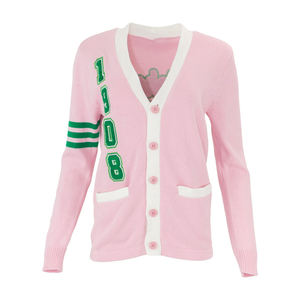 V-neck Knitted <b>Cardigan</b> Women Long Sleeve Preppy Style 1908 Embroidered Pocket Button Closure Full Sleeve - Product Image 1