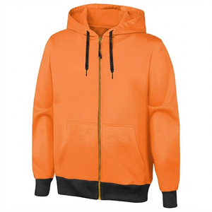 Men's Red <b>Zip</b>-Up <b>Hoodie</b> With Front <b>Pocket</b> Regular Fit Casual Hooded Sweatshirt 100% Cotton French Terry Autumn Wear - Product Image 4