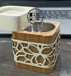 Wooden Mubkhar 2027 Ramadan <b>Wood</b> Bakhoor Mobkhar Frangence Incense Burner <b>Wrapped</b> Design Multi Color Fragrance for Home Office - Product Image 2