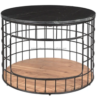 Table basse design moderne de haute qualité avec plateau en fer et marbre blanc pour la décoration de salon par Ambience Lifestyle