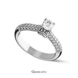 Anillo de Diamantes Naturales con Halo Etéreo en Oro Amarillo/Rosa/Blanco, 4.5 mm D/VVS2, Glosbe & Co, Venta al por Mayor en Vietnam, Diseño Elegante - Product Image 1