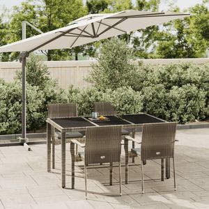 Set da Pranzo da Giardino Grigio per 4 Persone, Struttura in Alluminio e Rattan, Resistente alle Intemperie, Design Contemporaneo - Product Image 1