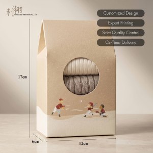 Customized Kraft Paper Gift Box With Window 17x12x6cm Self Erecting Rectangle Design For Craft Packaging - Product Image 1