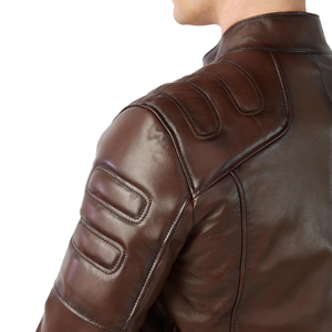 Chaqueta de Cuero para Hombre, Diseño Moderno y Cómodo 2026, de Alta Calidad, con Cuello Alto de Piel de Oveja, Mangas Largas y Logotipo Frontal - Product Image 6