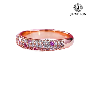 Jewelux Women's Rose Gold Plated <b>Eternity</b> Band <b>Ring</b> With Round Brilliant Cut Diamonds And Pink Stones Pave Setting Luxury Style - Product Image 4