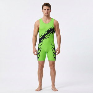 Combinaison de lutte unisexe personnalisée pour adultes, 100% polyester extensible, une pièce, noir avec bordure blanche, vêtements de sport de combat - Product Image 1