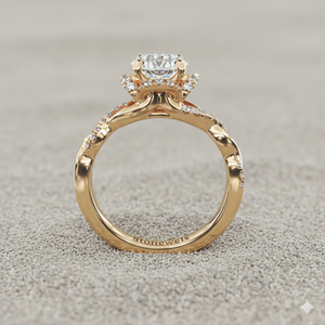 Bague de fiançailles vintage style pavé entrelacé - Product Image 2