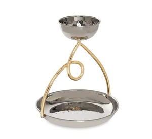 Tazón Doble de Metal para Servir Postres de Chocolate con Base Dorada, Diseño Moderno Pulido para Regalos de Vajilla - Product Image 1