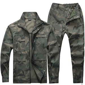 Conjunto de Ropa de Trabajo Informal para Hombre, Camuflaje Tejido, Chaqueta y Pantalones de Algodón, Ropa Táctica Transpirable para Entrenamiento al Aire Libre - Product Image 1