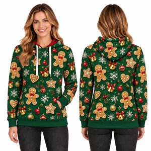 Women's Christmas Fleece Windproof Hoodie Knitted Winter Sweatshirt with Pockets Full Sleeve Hooded Design - Product Image 4