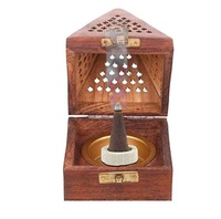 Holz pyramide Form Weihrauch Box Halter Ständer Holz Agarbatti Ständer mit Asche fänger für Home Office