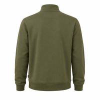 Sweat-shirt en molleton pour homme, vert olive, col montant, fermeture éclair quart, coupe classique, couleur unie, avec poche, style automne