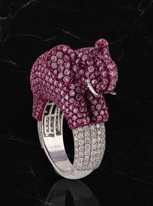 Custom <b>Elephant</b> Ring Iced Out Gemstone Jewelry Animal Design Band for <b>Gift</b> and Fashion - Product Image 4