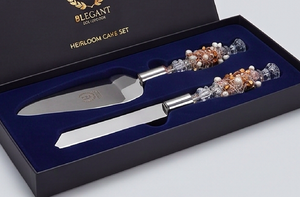 Elegant Stainless Steel Cake Knife <b>Set</b> With Beaded Handles Handmade For Dessert Serving Wedding And Parties Serving Flatware - Product Image 3