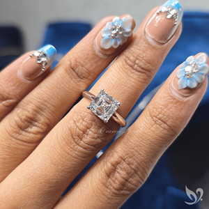 แหวนเพชรทรง Asscher ขนาด 2 กะรัต แบบ Split Shank ทอง 10K สำหรับงานหมั้น สไตล์หรูหรา เหมาะสำหรับเป็นของขวัญขอแต่งงาน - Product Image 4