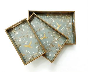 Decorative Luxury Modern <b>Nesting</b> Trays Floral Gold Tone Wood Serving Tray Storage Box with Lid for Home Decor - Product Image 3