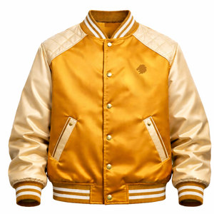 Chaqueta de Invierno Estilo Varsity de Satén, Prenda Exterior Elegante y Ligera para un Look Urbano - Product Image 1