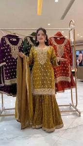 Hand Embroidered Heavy Embroidery Silk Salwar Kameez Set for Women Traditional Indian Outfit Micro Cotton Wedding Party Wear - Product Image 1