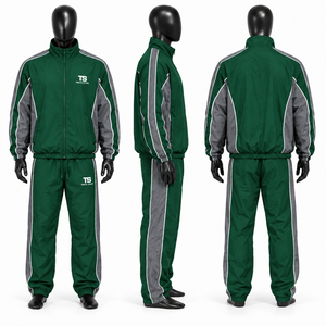 Ensemble de survêtement à capuche pour homme, 100 % polyester, coupe-vent, blocs de couleur, fermeture éclair intégrale, faible MOQ, prix abordable, collection hiver - Product Image 4