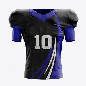 Uniforme de football américain sublimé avec motif éclair noir et bleu |   Numéro et Nom Personnalisés |   MOQ Factory - Product Image 2