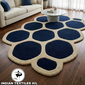 Alfombra y Tapete de Lana Hechos a Mano, Alfombra de Lana de Nueva Zelanda Hecha a Mano, Alfombras de Lana para el Hogar de Indian Textiles H/L - Product Image 1