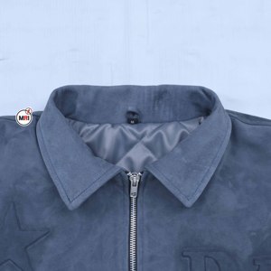 Embossed Star Short Sleeve <b>Jacket</b> <b>Suede</b> Zipper Front Turn-down Collar Casual Men's Shirt <b>Jacket</b> Spring Style <b>Jackets</b> with OEM - Product Image 4