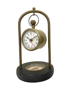 Reloj de Pared Vintage de Latón, Reloj de Escritorio con Brújula, Reloj de Mesa con Números Romanos, Reloj de Cuarzo Decorativo, Reloj de Oficina Náutico - Product Image 4