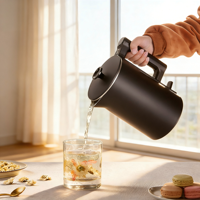 Bouilloire électrique à double paroi de 1,7 L, nouvelle qualité, en acier inoxydable, théière, chauffe-eau sans fil pour usage domestique, colorée