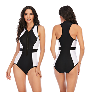 Combinaison de surf et de plongée à manches courtes avec fermeture éclair pour femme, séchage rapide, imperméable, maillot de bain et tenue de plage, vente en gros, 1 pièce - Product Image 2