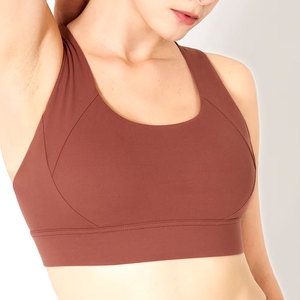 Soutien-gorge de sport compressif pour femme, à col bas, uni, à séchage rapide, avec rembourrage, personnalisable avec logo, idéal pour la gym, le fitness, l'entraînement et le yoga. - Product Image 2