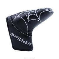 Funda de cuero PU con logotipo personalizado, cubierta de cabeza de palo de golf, putter