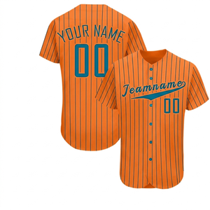 Maillot de baseball personnalisé imprimé, sublimé, à rayures fines, boutonné, à manches courtes, uniforme d'équipe, vente en gros, chemise athlétique, OEM personnalisé - Product Image 1