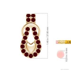 Pendentif en or 14 carats avec rubis rouges naturels multi-ronds, nœud infini et cœur bombé, magnifique pendentif unisexe de haute qualité pour les occasions spéciales - Product Image 2