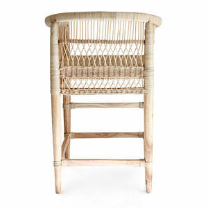 Taburete de Bar Resistente a la Intemperie con Estructura de Madera de Teca Sólida y Ratán Tejido para Interiores y Exteriores, Ideal para Patio, Terraza, Cafetería y Restaurante - Product Image 4