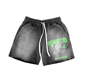 Shorts décontractés noirs pour hommes avec logo imprimé personnalisé, style streetwear, en coton avec cordon de serrage, pour la vente en gros, disponibles en plusieurs couleurs - Product Image 1