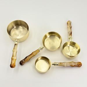 Long Resin Handle Measuring Scoop Set 202 Stainless Steel Coffee Spoon Powder Wood Coffee Scoops Measuring Spoon for Baking - Product Image 3