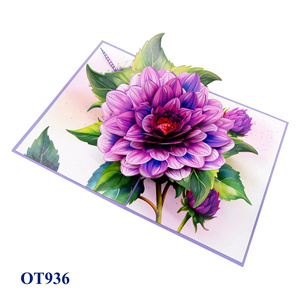 Best Seller Purple Larkspur Flowers 3D Pop-Up Greeting Card Thanksgiving Greeting Card <b>Handmade</b> Custom Logo <b>Paper</b> Crafts - Product Image 2