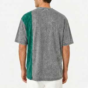 Camiseta de hombre 2026 con efecto lavado, estilo casual de verano, manga corta, panel en contraste, corte relajado, estilo urbano, algodón suave, top de moda. - Product Image 2