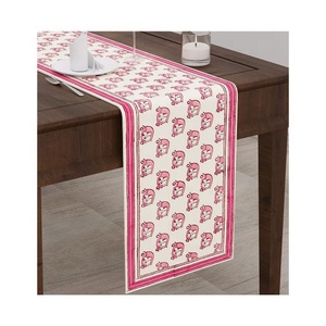 Traditional Embroidered Diamond Design Factory Direct Luxury Linen With Tassel Hanging Style Cotton <b>Table</b> <b>Runner</b> for Royal Look - Product Image 5