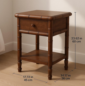 Mesita de noche moderna de estilo vintage para el hogar, con 3 cajones, tapa de madera de mango, color natural, mesitas de noche de madera para hotel - Product Image 3