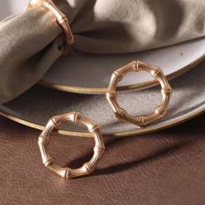 <b>Gold</b> Brass Bamboo Style Napkin <b>Rings</b> <b>Set</b> | Elegant Round Napkin Holders | Eco-Friendly Durable Luxury Dining Table Decor - Product Image 3
