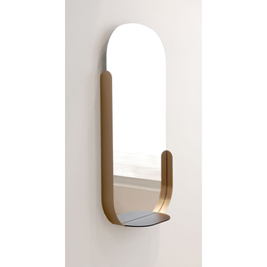 Modern <b>Gold</b> Iron Wall <b>Mirror</b> with Integrated Storage Tray Eco-Friendly Metal Decorative Console <b>Mirror</b> Luxury Hotel and Bedroom - Product Image 1