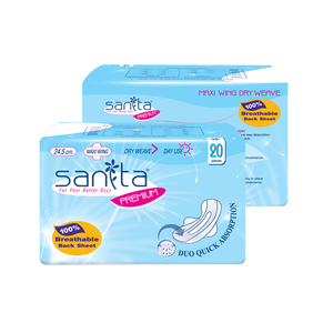 Toalla Sanitaria Sanita Premium Maxi Wing de 24.5cm para Uso Diurno, Alta Absorbencia, con Revestimiento Transpirable, 20 Unidades - Product Image 3
