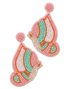 Broderie perlée à la main Design orange Boucle d'oreille en forme de cœur Bijoux élégants de qualité supérieure Luxe exclusif de l'Inde - Product Image 5